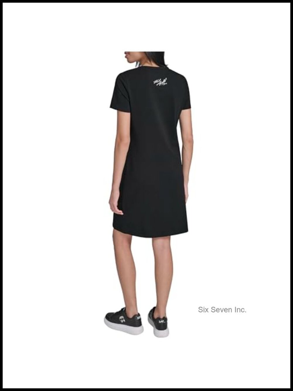Karl Lagerfeld Shift Dress Cotton Spandex Crew Neck Short Sleeve - Picture 3 of 4
